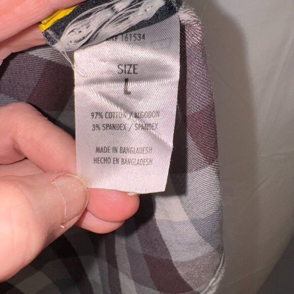 Eddie Bauer Workwear Shirt Mens Large Foreman Fit Brown Gray Plaid - Picture 7 of 9